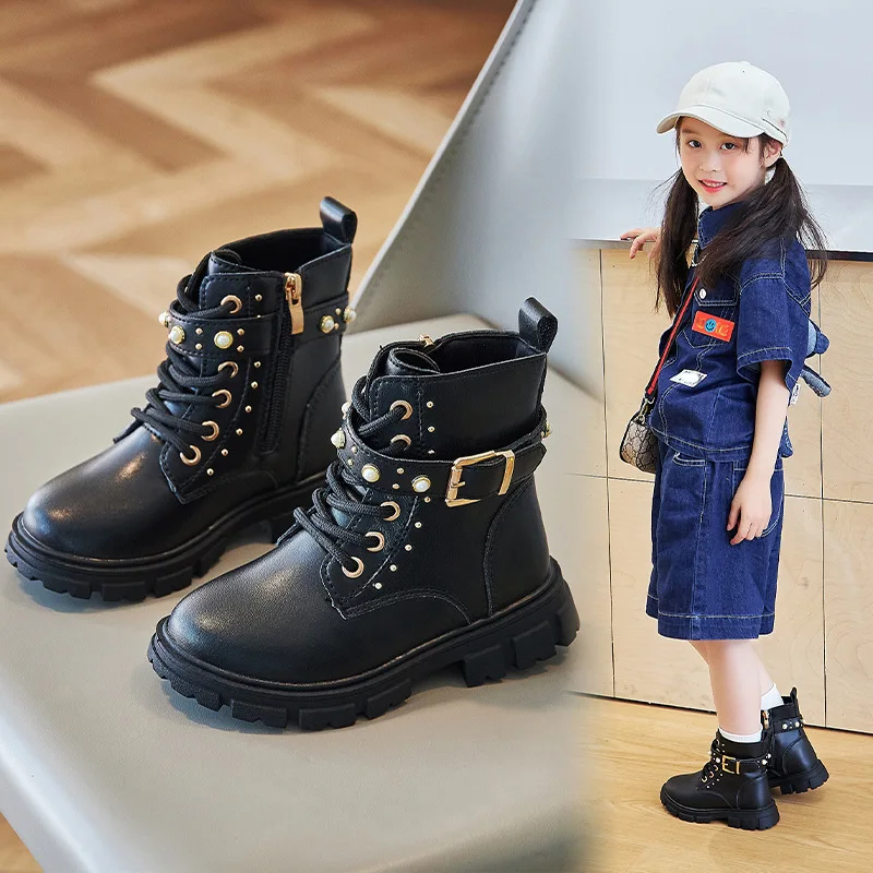 Leather Work For Kids - Sonbahar Kış Kızlar Polar Astarlı Sıcak