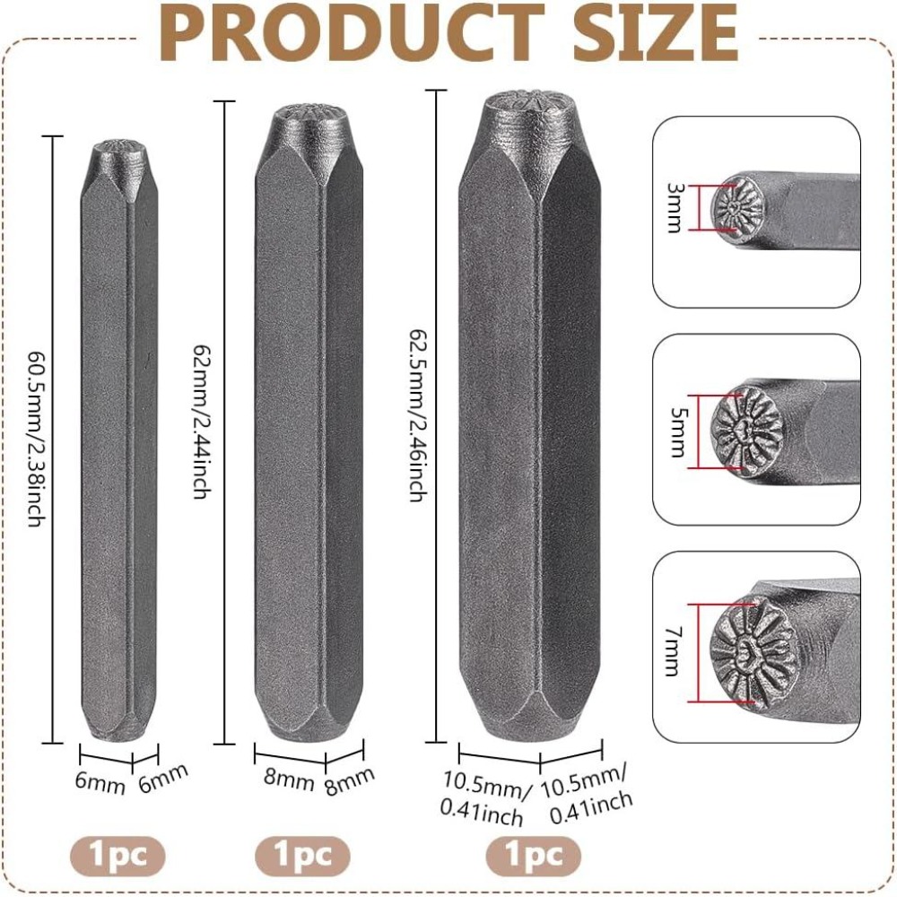 3 adet Metal delme damgası kal - Leather Work In Art incelemesi ve fiyatı